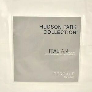 Hudson Park Italian Linens 600TC Percale Sateen Cuff KING  Flat Sheet White